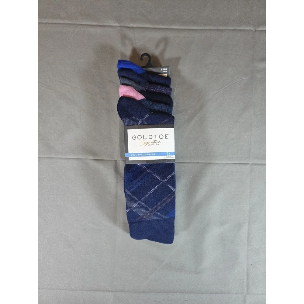 Gold Toe Dress Socks 5 Pairs Mens 6-12.5 Signature Series Moisture‎ Wicking